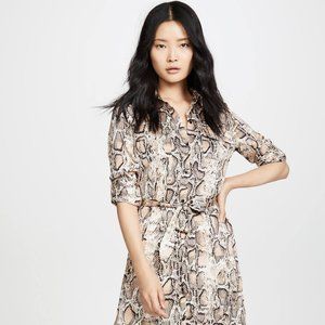 Cream and Tan Bb Dakota Midi Python Print Shirtdress